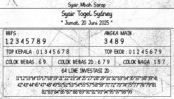 Syair Mbah Sarap - Syair Togel Sydney