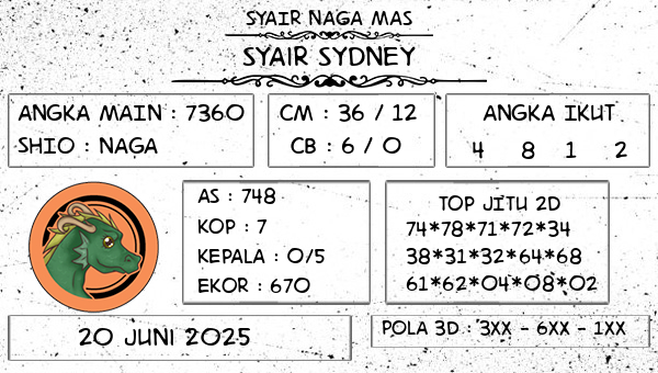 SYAIR NAGA MAS - Syair Sydney